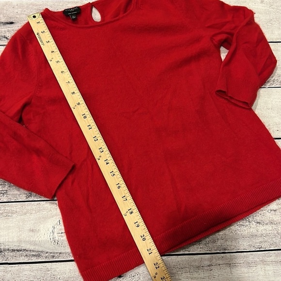Talbots Pure Cashmere Red Holiday Sweater with Keyhole Button Back Sz Lp - Picture 5 of 5